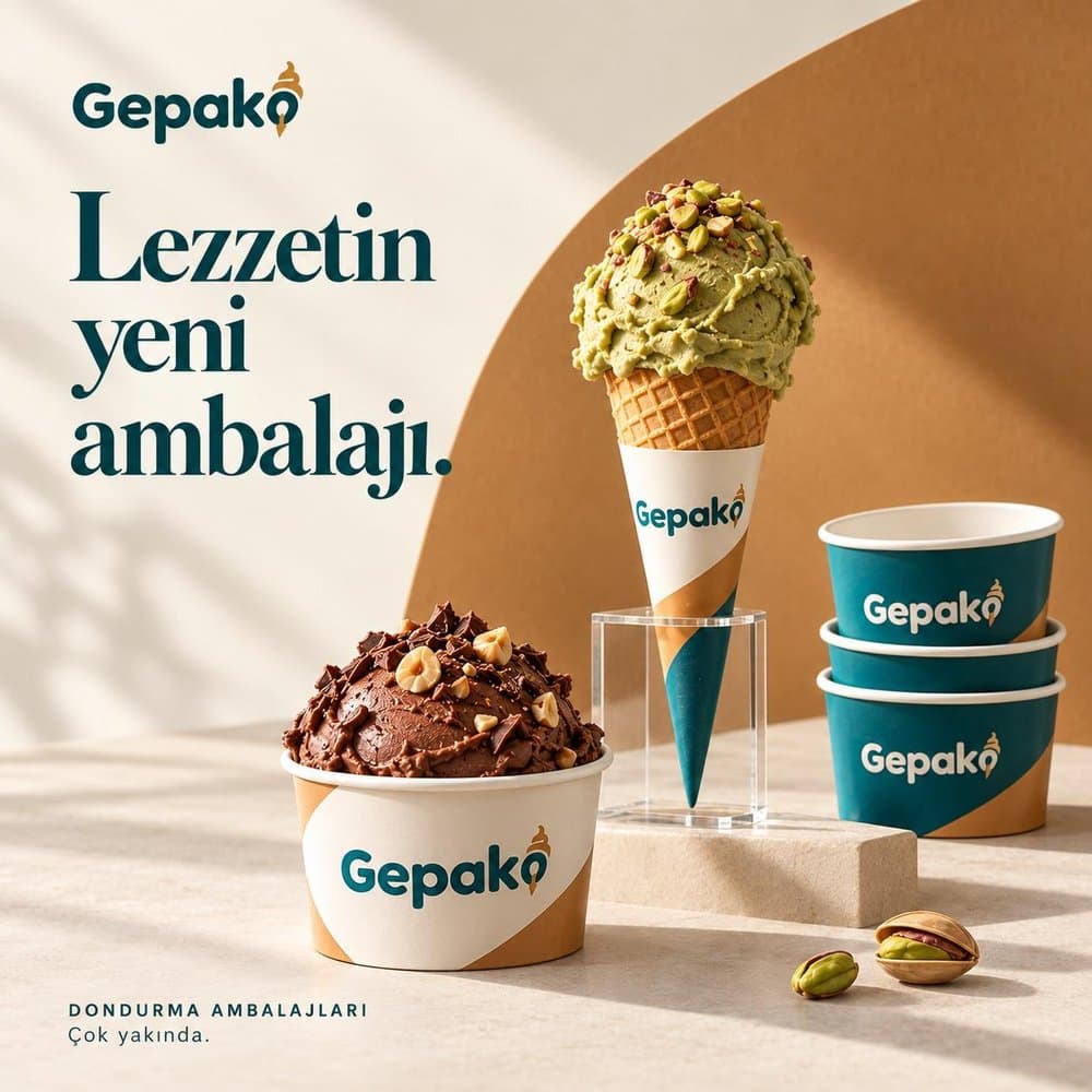 Gepako baskılı dondurma kabı ve külah